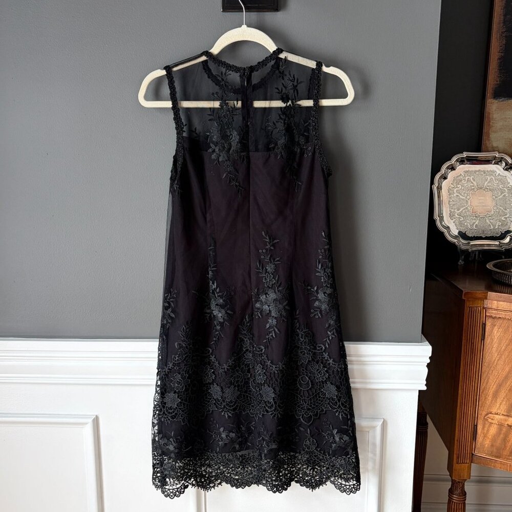 Nanette Lepore Black Spring Bloom Lace Overlay Sleeveless Cocktail Dress- Size 4 - Picture 5 of 6